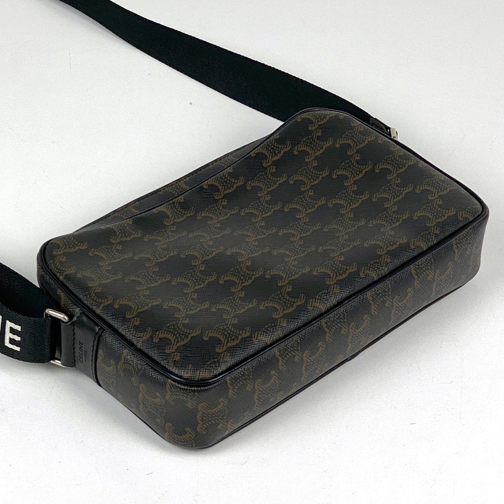 セリーヌ トリオンフ ショルダーバッグ 斜め掛け ロゴ ショルダーバッグ コーティングキャンバス ブラック レディース 【中古】brbag