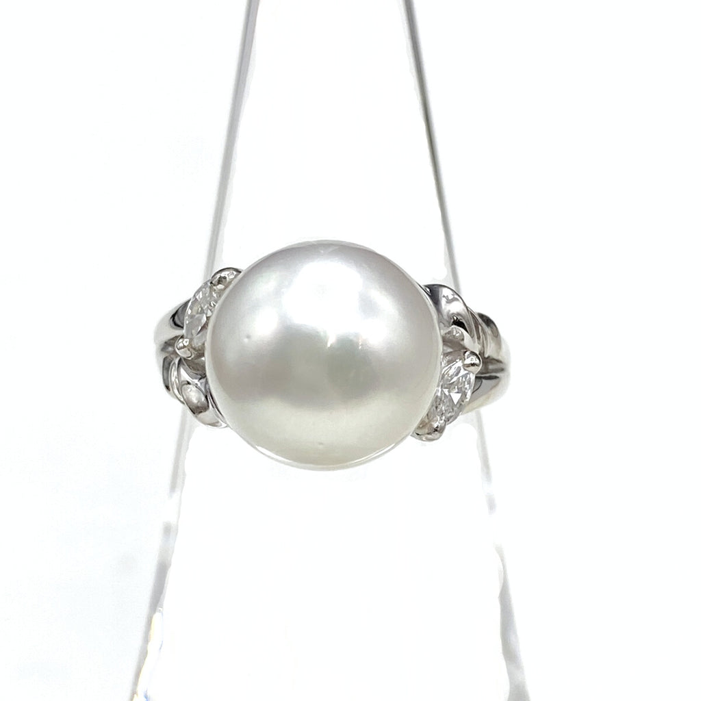 パール デザインリング プラチナ メレダイヤ 真珠 指輪 リング 11.5号 Pt900 パール ダイヤモンド レディース 【中古】nbjwl