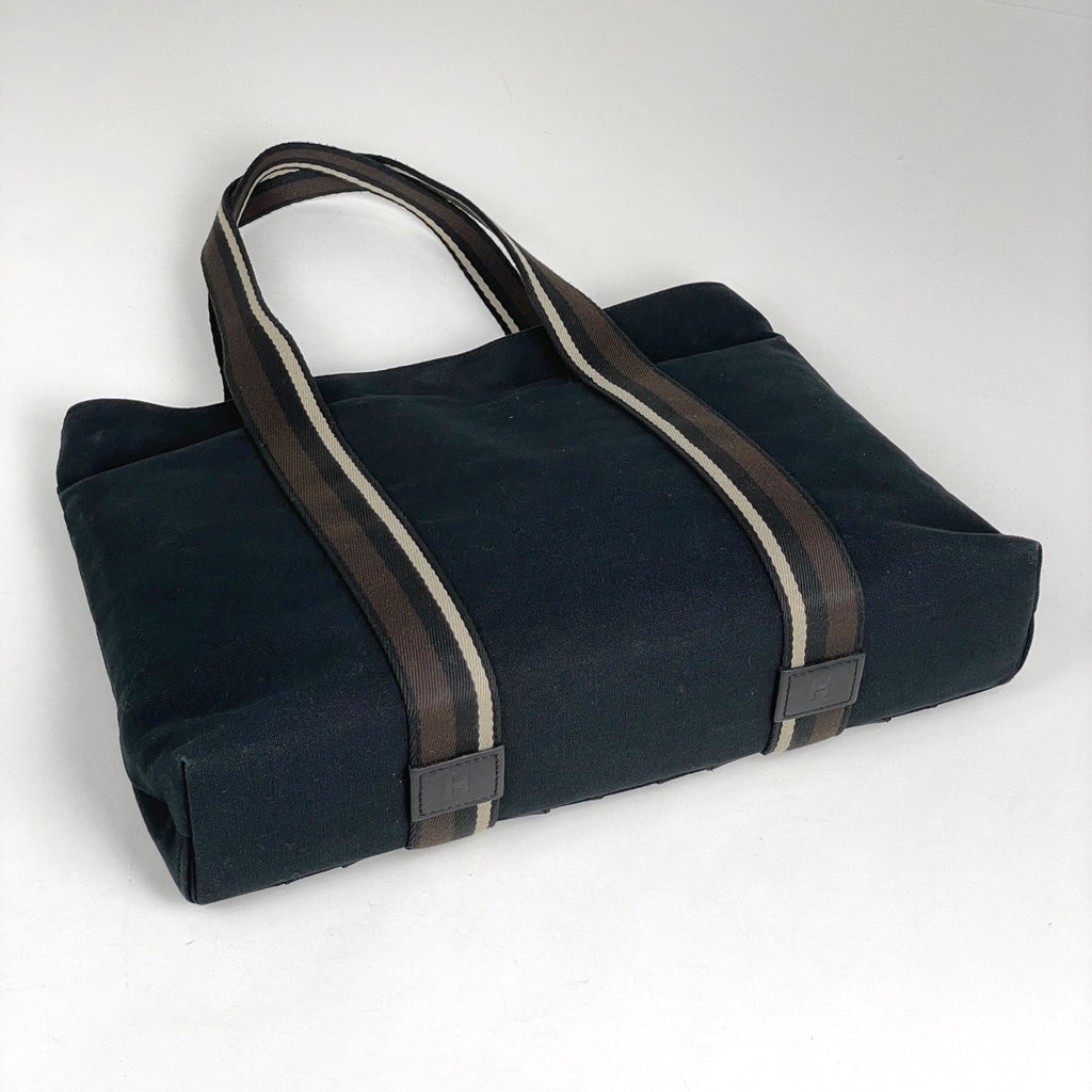 エルメス トロカホリゾンタル MM 手提げ ハンドバッグ トートバッグ キャンバス ブラック レディース 【中古】brbag