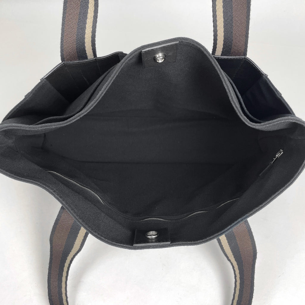 エルメス トロカホリゾンタル MM 手提げ ハンドバッグ トートバッグ キャンバス ブラック レディース 【中古】brbag