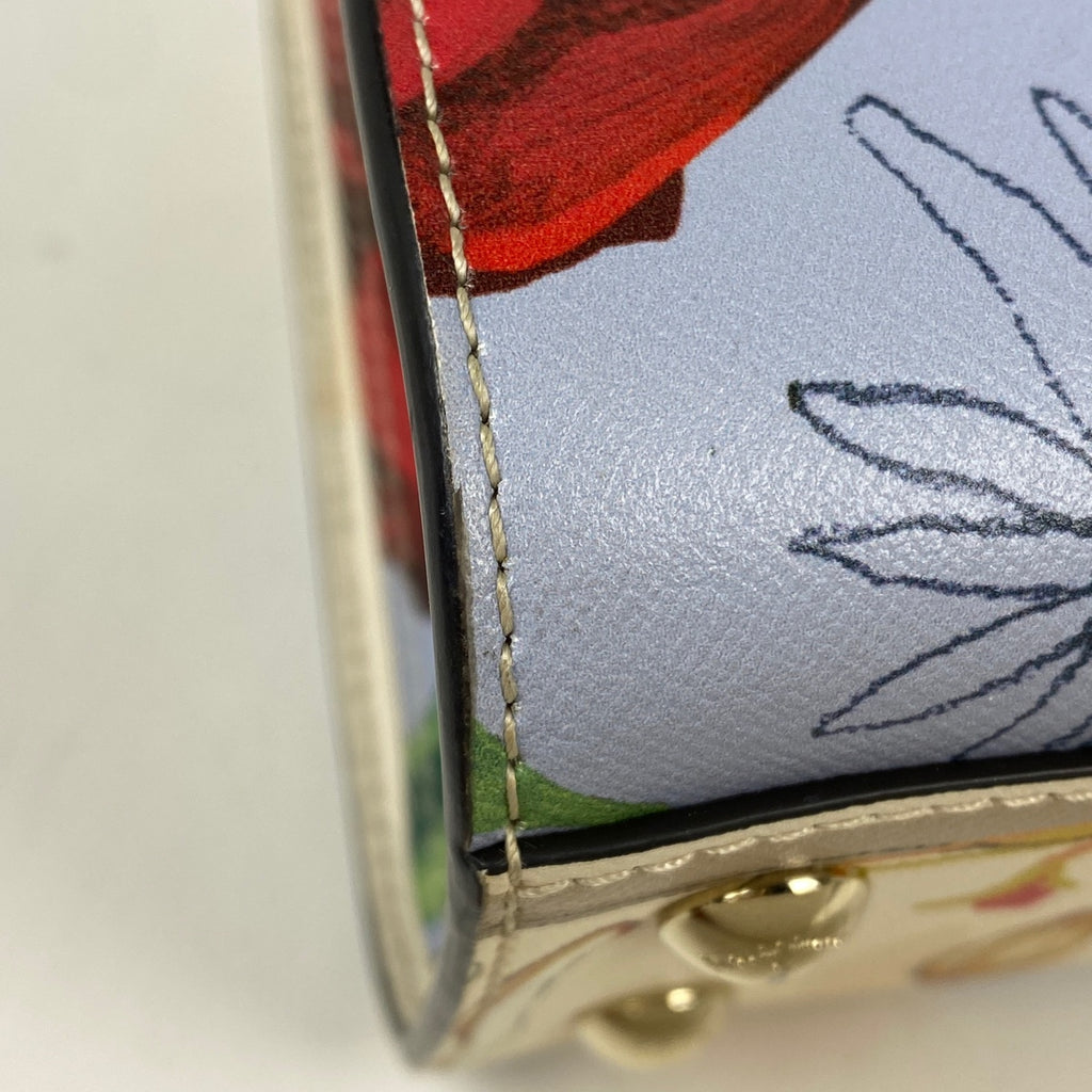 サルヴァトーレフェラガモ ヴァラリボン ハンドバッグ 2WAY ショルダーバッグ 花柄 ハンドバッグ レザー ブルー マルチカラー レディース 【中古】brbag