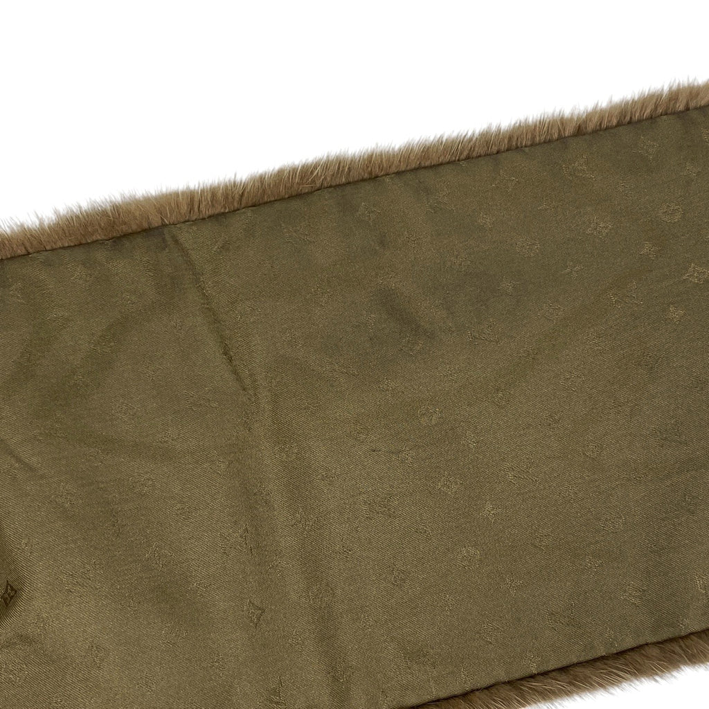 ルイ・ヴィトン エシャルプ プレイグラム 防寒 マフラー モノグラムミンク シルク ブラウン レディース 【中古】brbag