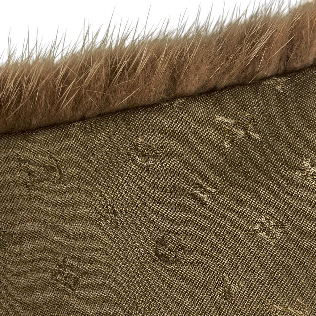 ルイ・ヴィトン エシャルプ プレイグラム 防寒 マフラー モノグラムミンク シルク ブラウン レディース 【中古】brbag