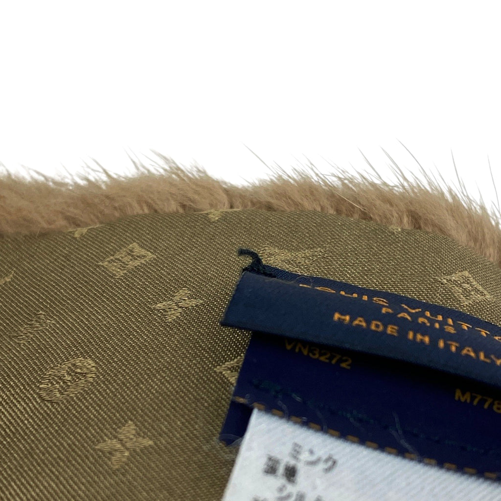 ルイ・ヴィトン エシャルプ プレイグラム 防寒 マフラー モノグラムミンク シルク ブラウン レディース 【中古】brbag