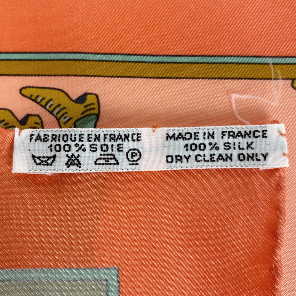 エルメス カレ 90 LE TEMPS des MARIONNETTES マリオネットの時間 スカーフ シルク ピンク マルチカラー レディース 【中古】brbag