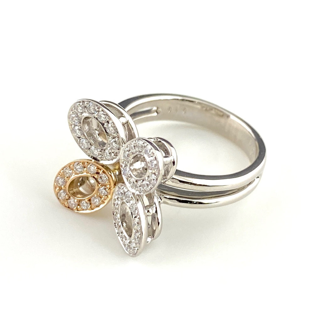 メレダイヤ デザインリング プラチナ PG ピンクゴールド 指輪 リング 12.5号 Pt900 750 ダイヤモンド レディース 【中古】nbjwl