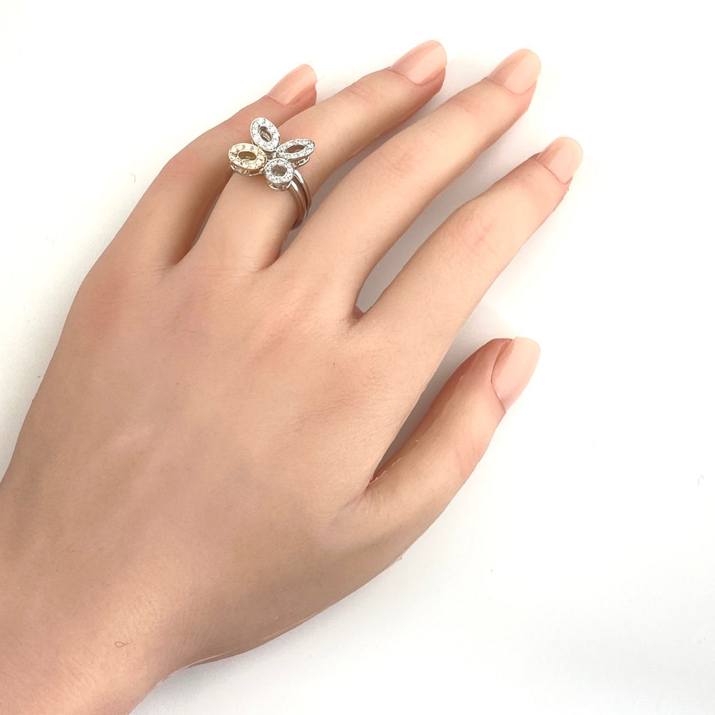 メレダイヤ デザインリング プラチナ PG ピンクゴールド 指輪 リング 12.5号 Pt900 750 ダイヤモンド レディース 【中古】nbjwl