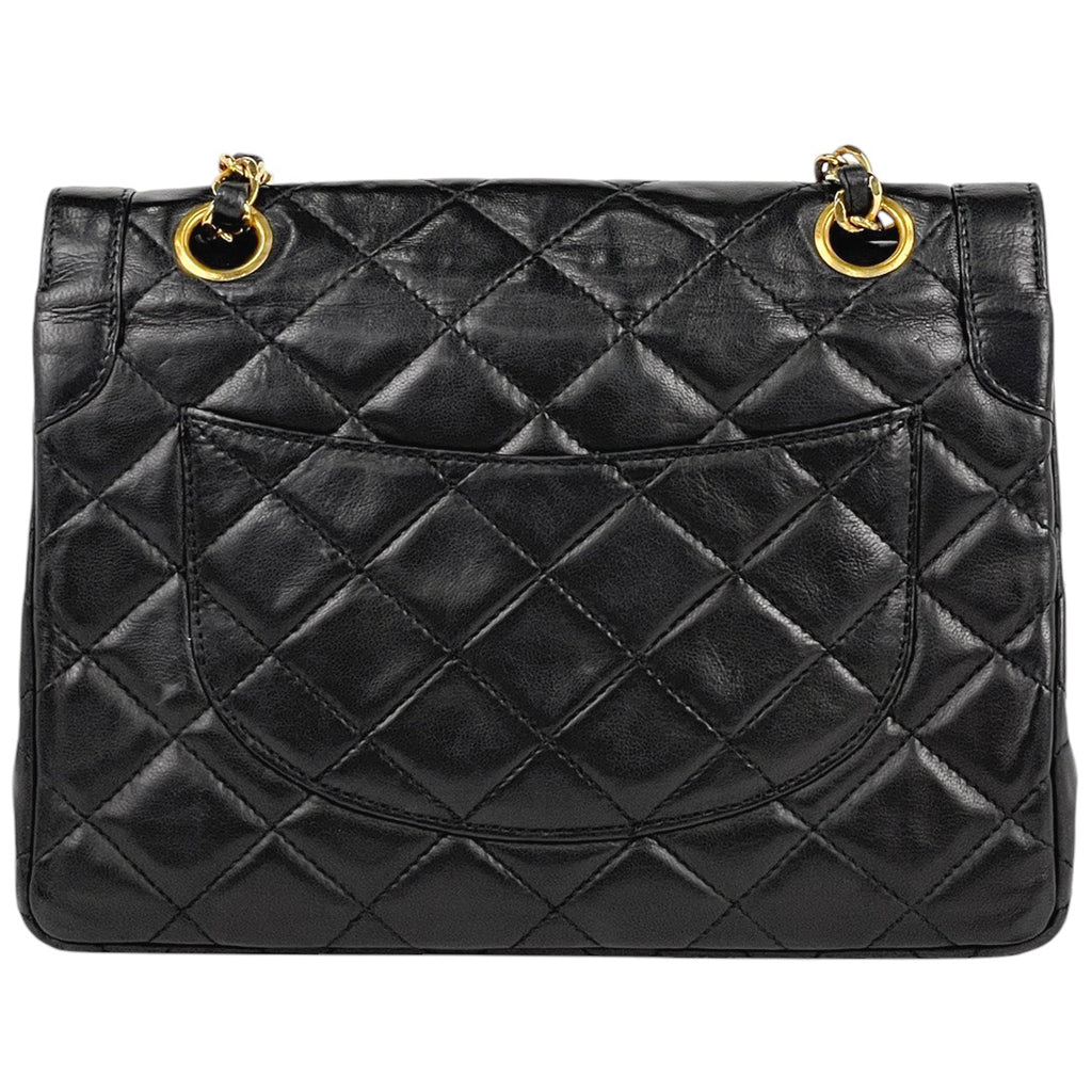 シャネル パリ限定 マトラッセ Wフラップ チェーン ショルダーバッグ ココマーク ショルダーバッグ レザー ブラック レディース 【中古】brbag