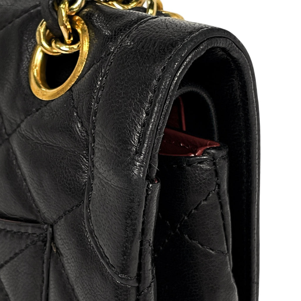 シャネル パリ限定 マトラッセ Wフラップ チェーン ショルダーバッグ ココマーク ショルダーバッグ レザー ブラック レディース 【中古】brbag