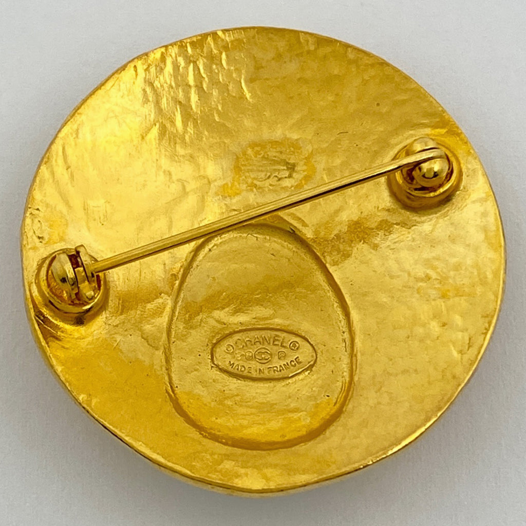 シャネル ココマーク カラーストーン ブローチ ラウンド グリポア ブローチ GP ゴールド レディース 【中古】bracc