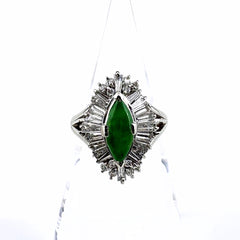 翡翠 デザインリング プラチナ メレダイヤ 指輪 リング 13号 Pt900 ヒスイ ダイヤモンド レディース ノンブランドジュエリー 【中古】nbjwl