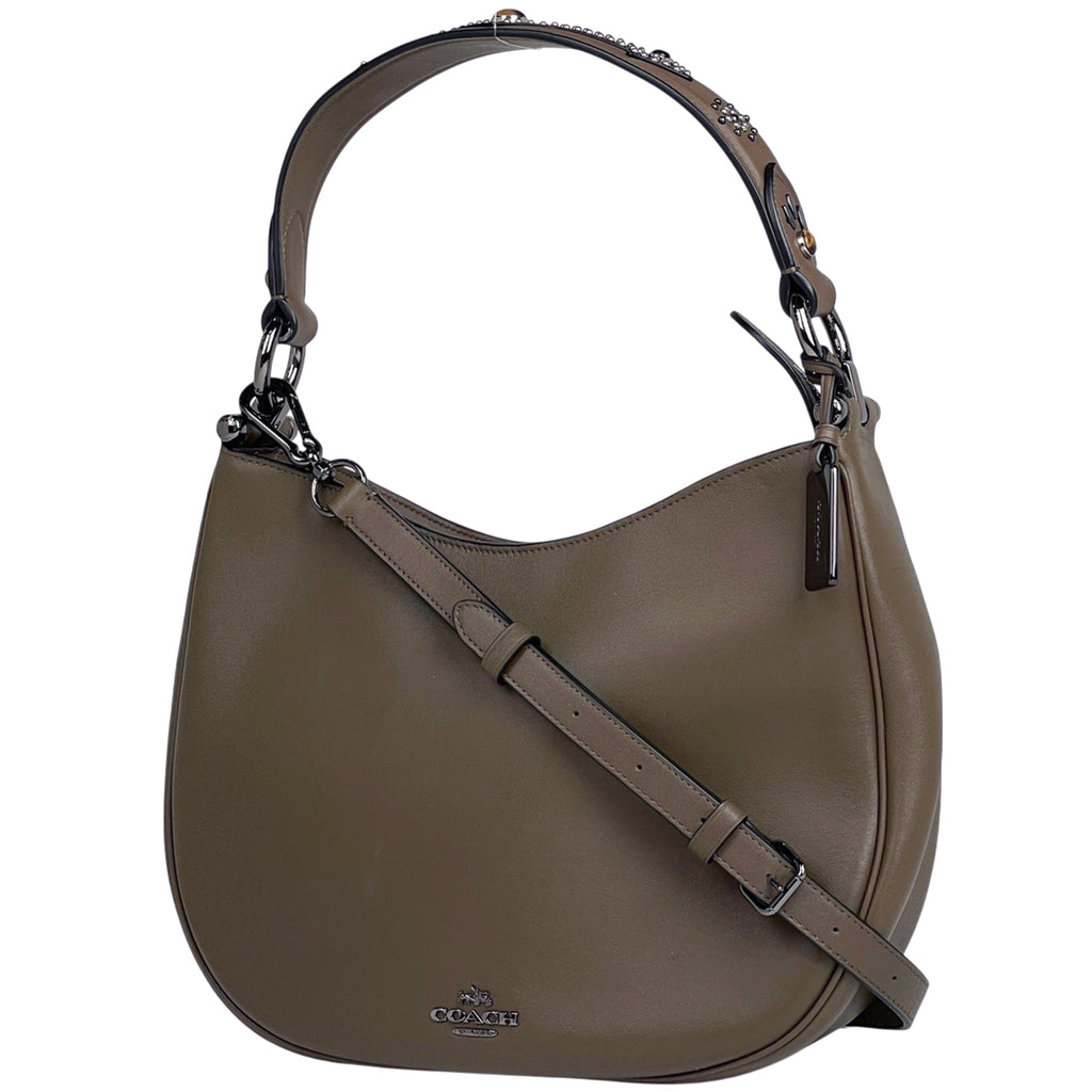 コーチ ロゴ ハンドバッグ ウェスタン リベット 2WAY ショルダーバッグ ハンドバッグ レザー ブラウン 57119 レディース 【中古】brbag