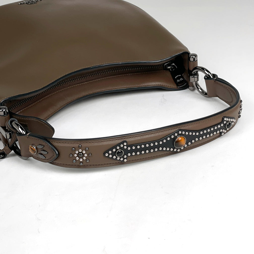 コーチ ロゴ ハンドバッグ ウェスタン リベット 2WAY ショルダーバッグ ハンドバッグ レザー ブラウン 57119 レディース 【中古】brbag