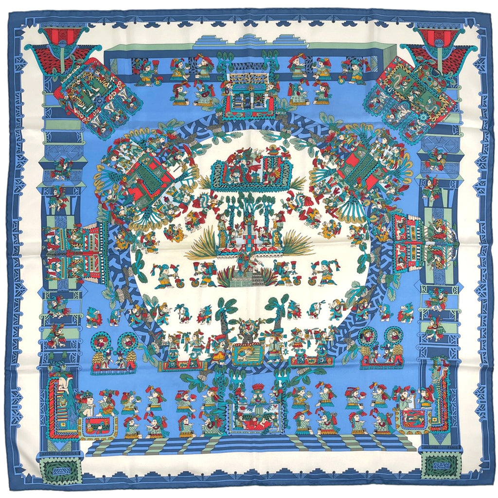 エルメス カレ 90 ASTRES es SOLEILS 天体と太陽 スカーフ シルク ブルー マルチカラー レディース 【中古】brbag