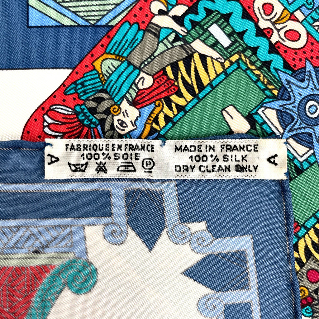 エルメス カレ 90 ASTRES es SOLEILS 天体と太陽 スカーフ シルク ブルー マルチカラー レディース 【中古】brbag