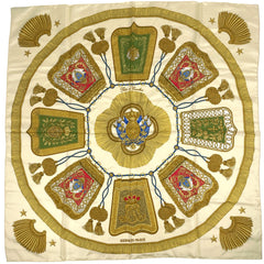 エルメス カレ 90 Poste et Cavalerie サーベル飾り袋 スカーフ シルク イエロー マルチカラー レディース 【中古】brbag