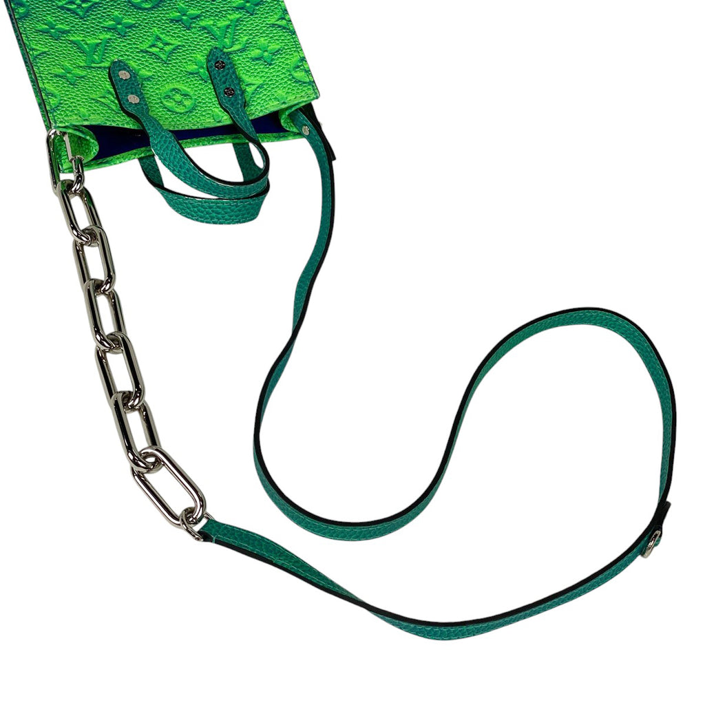 ルイ・ヴィトン プティット サックプラ 2WAY ショルダーバッグ ハンドバッグ モノグラムアンプラント グリーン ブルー M81221 レディース 【中古】brbag