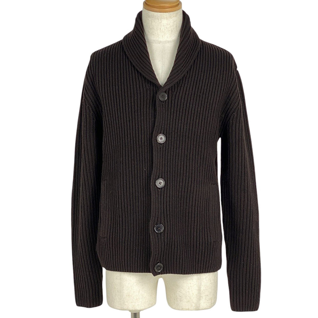 エルメス ショールカラー カーディガン ニット リブ トップス カーディガン ウール ダークブラウン メンズ 【中古】brapp