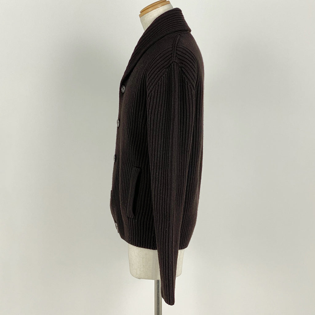 エルメス ショールカラー カーディガン ニット リブ トップス カーディガン ウール ダークブラウン メンズ 【中古】brapp