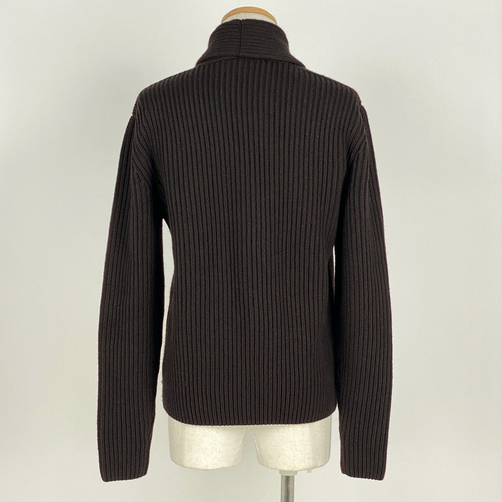 エルメス ショールカラー カーディガン ニット リブ トップス カーディガン ウール ダークブラウン メンズ 【中古】brapp
