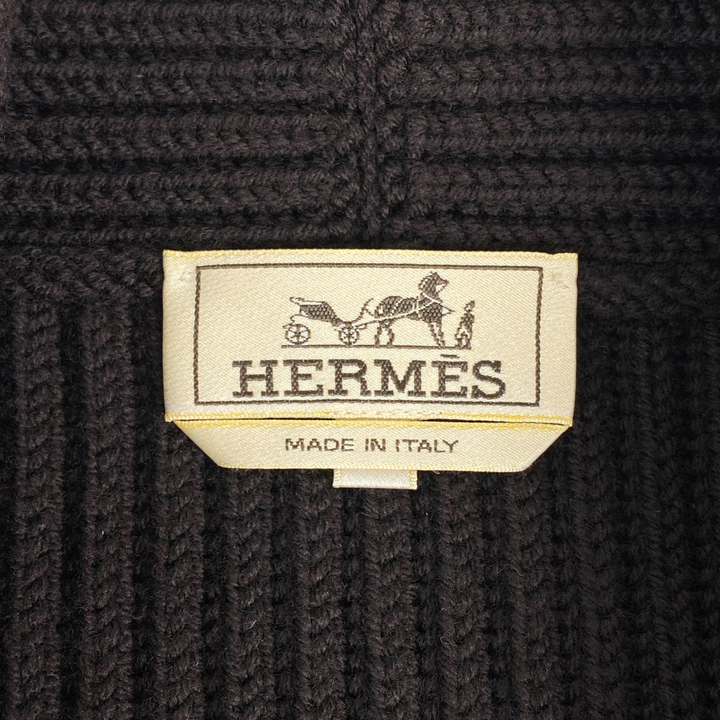 エルメス ショールカラー カーディガン ニット リブ トップス カーディガン ウール ダークブラウン メンズ 【中古】brapp