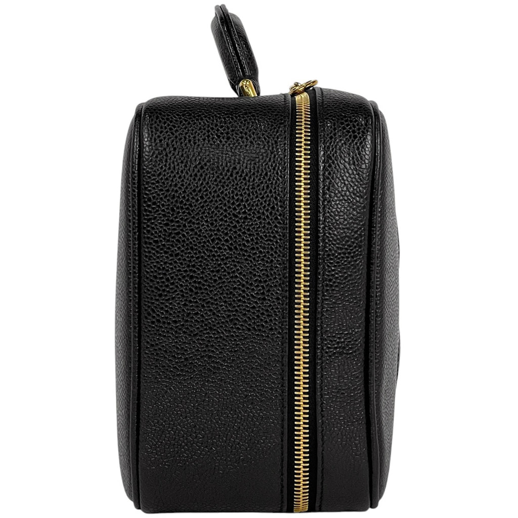 シャネル ココマーク バニティバッグ 2WAY ショルダーバッグ メイク コスメ 化粧ポーチ キャビアスキン ブラック レディース 【中古】brbag