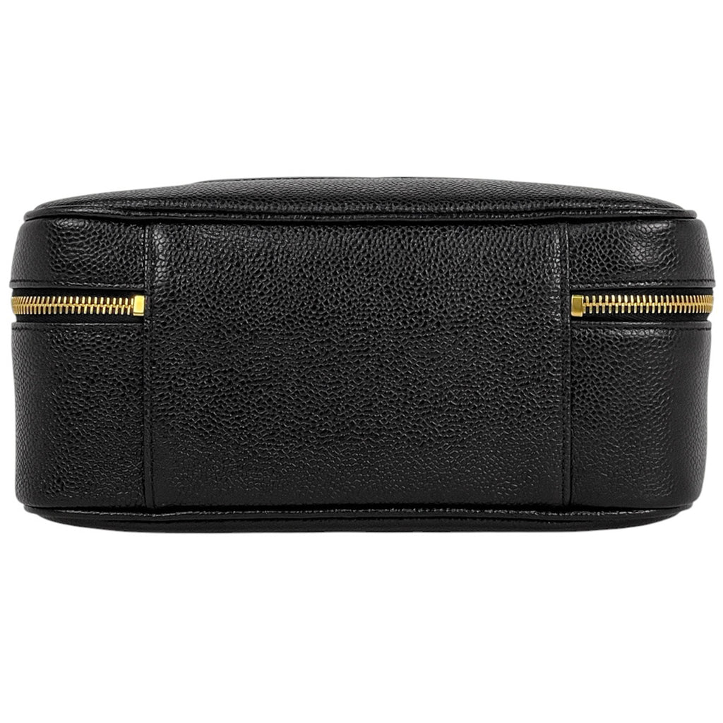 シャネル ココマーク バニティバッグ 2WAY ショルダーバッグ メイク コスメ 化粧ポーチ キャビアスキン ブラック レディース 【中古】brbag