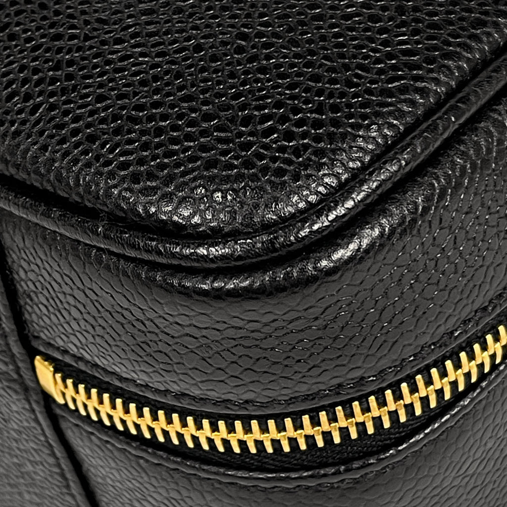 シャネル ココマーク バニティバッグ 2WAY ショルダーバッグ メイク コスメ 化粧ポーチ キャビアスキン ブラック レディース 【中古】brbag