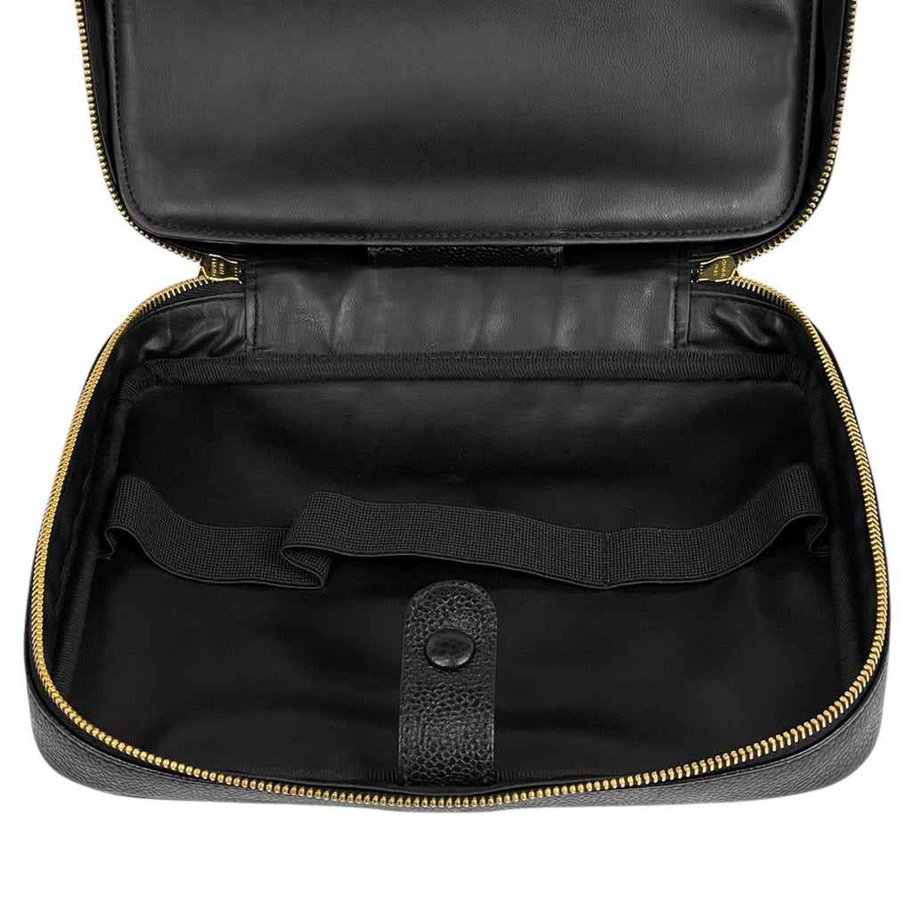 シャネル ココマーク バニティバッグ 2WAY ショルダーバッグ メイク コスメ 化粧ポーチ キャビアスキン ブラック レディース 【中古】brbag