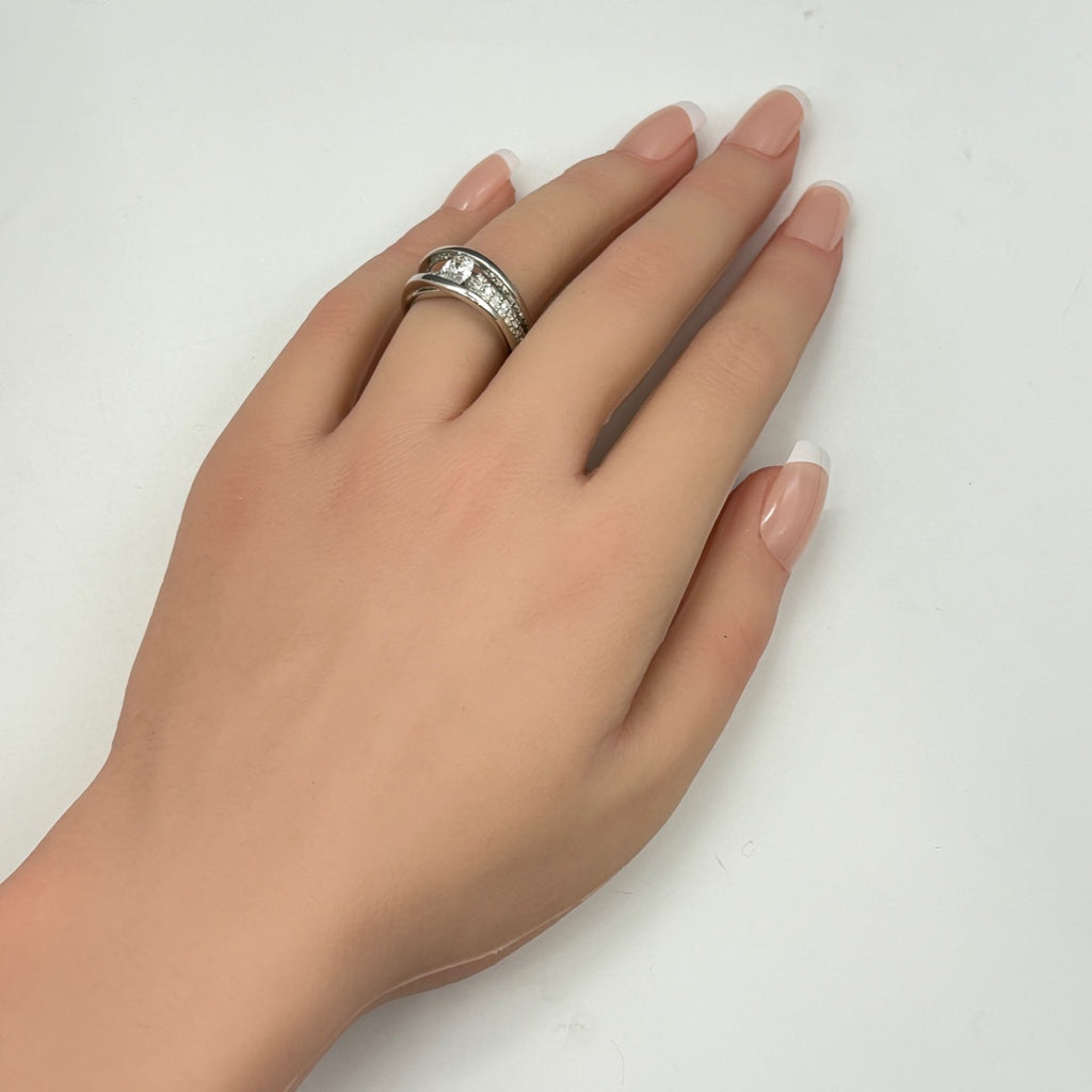 ダイヤモンド デザインリング プラチナ 指輪 メレダイヤ リング 12号 Pt900 ダイヤモンド レディース ノンブランドジュエリー 【中古】nbjwl