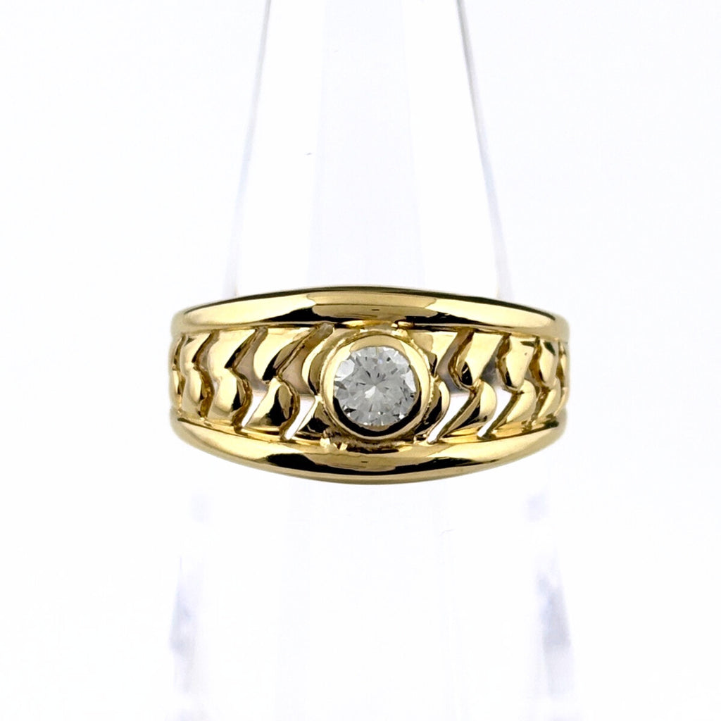 ダイヤモンド デザインリング YG イエローゴールド 指輪 リング 10号 K18 ダイヤモンド レディース ノンブランドジュエリー 【中古】nbjwl