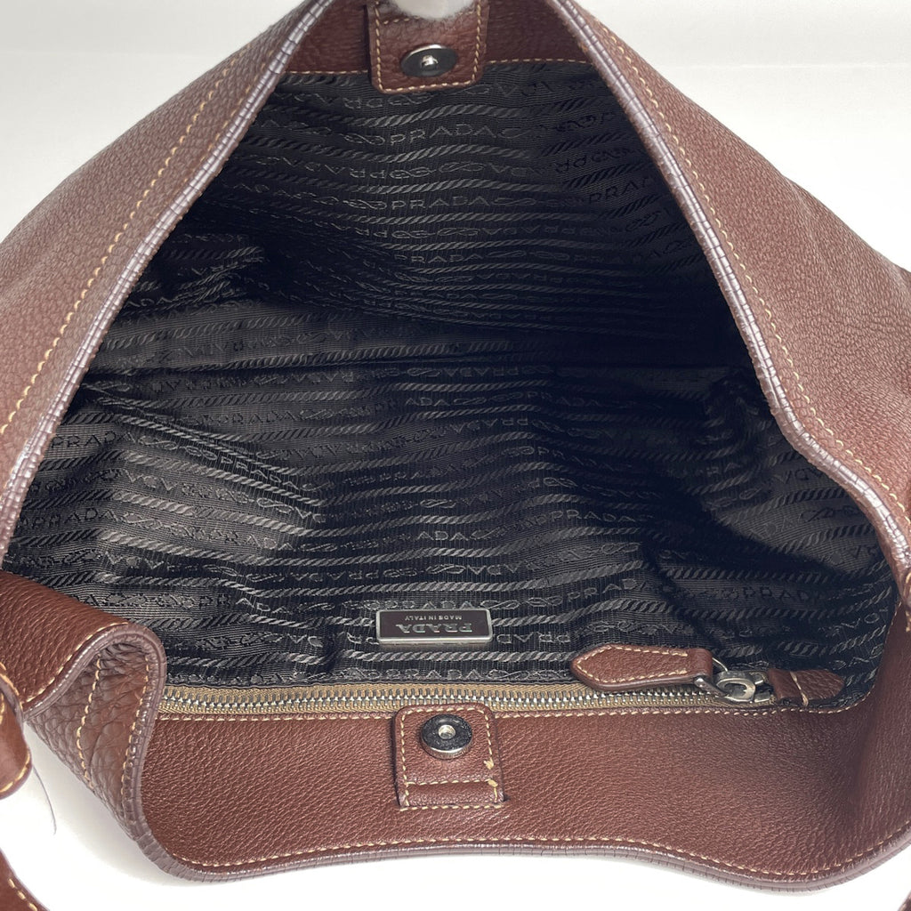 プラダ ロゴ ショルダーバッグ 肩掛け ワンショルダー ショルダーバッグ レザー ブラウン レディース 【中古】brbag