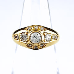 ダイヤモンド デザインリング YG イエローゴールド 指輪 メレダイヤ リング 9号 K18 ダイヤモンド レディース ノンブランドジュエリー 【中古】nbjwl