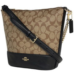 コーチ シグネチャー ショルダーバッグ 斜め掛け ショルダーバッグ コーティングキャンバス ブラウン ブラック Ｆ76669 レディース 【中古】brbag