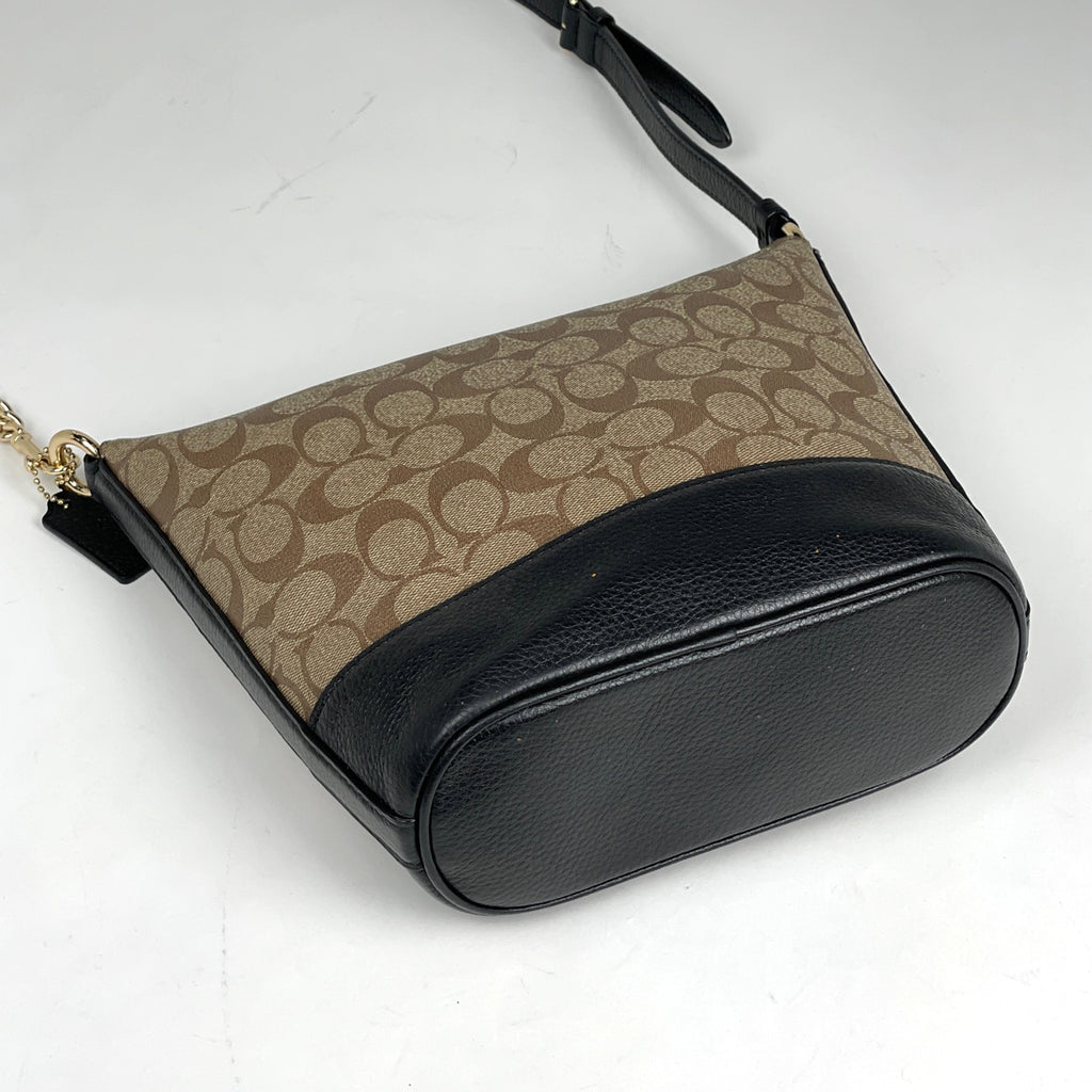 コーチ シグネチャー ショルダーバッグ 斜め掛け ショルダーバッグ コーティングキャンバス ブラウン ブラック Ｆ76669 レディース 【中古】brbag