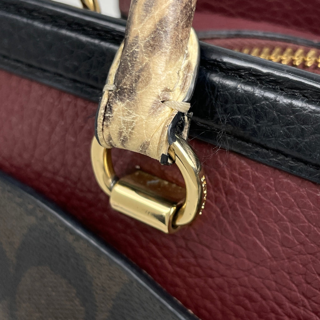 コーチ シグネチャー ハンドバッグ 手提げ ハンドバッグ レザー ブラウン ボルドー CD701 レディース 【中古】brbag