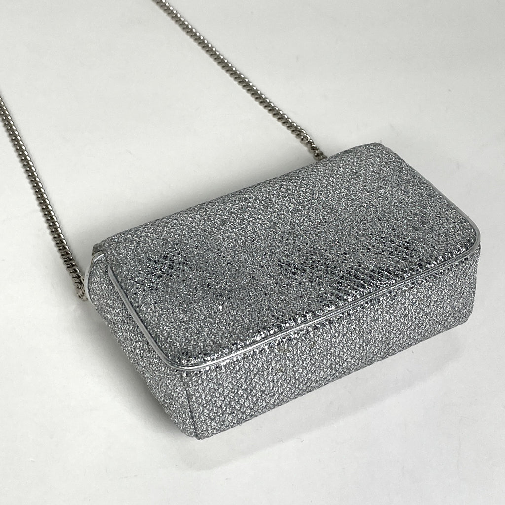 ジミーチュウ ロゴ ショルダーバッグ 2WAY ポーチ ラメ ショルダーバッグ レザー シルバー レディース 【中古】brbag