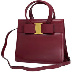 サルヴァトーレフェラガモ ヴァラリボン ハンドバッグ 2WAY ショルダーバッグ ハンドバッグ レザー レッド 4178 レディース 【中古】brbag