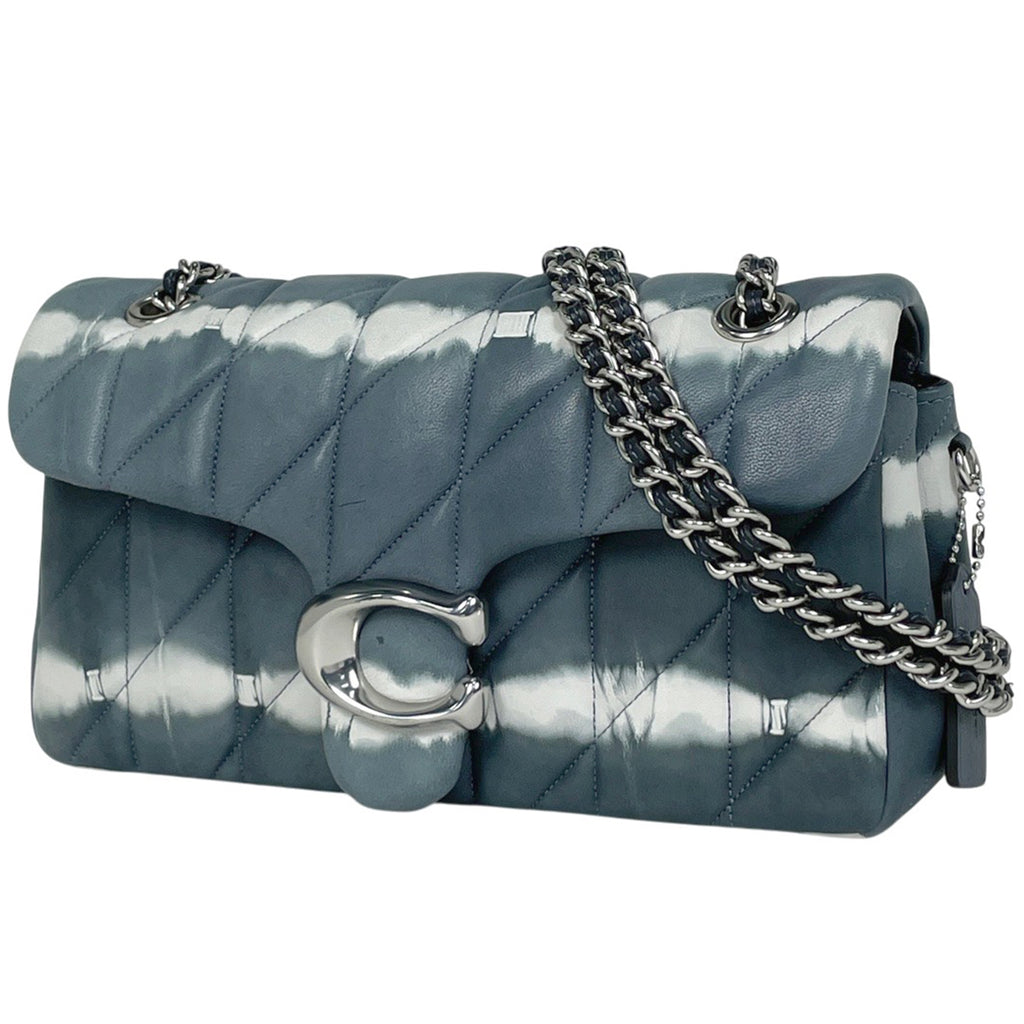 コーチ タビー ショルダーバッグ 26 チェーン キルティング ショルダーバッグ レザー ブルー ホワイト CU083 レディース 【中古】brbag