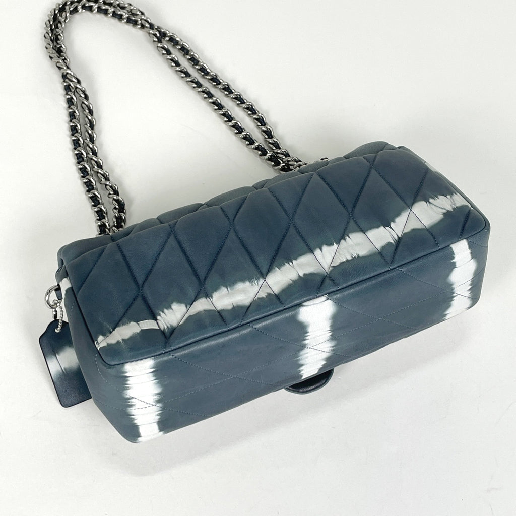 コーチ タビー ショルダーバッグ 26 チェーン キルティング ショルダーバッグ レザー ブルー ホワイト CU083 レディース 【中古】brbag