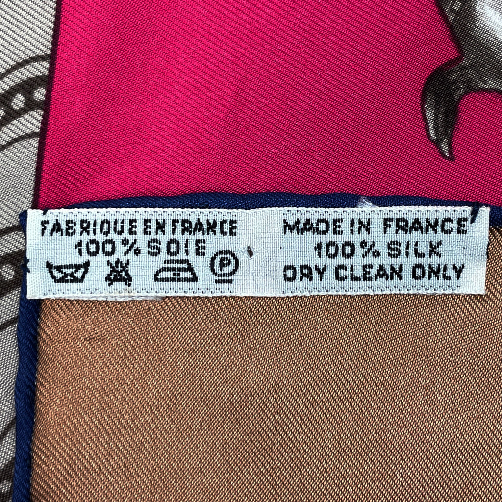 エルメス カレ 90 TORANA 塔門 スカーフ シルク ブラウン レッド マルチカラー レディース 【中古】brbag