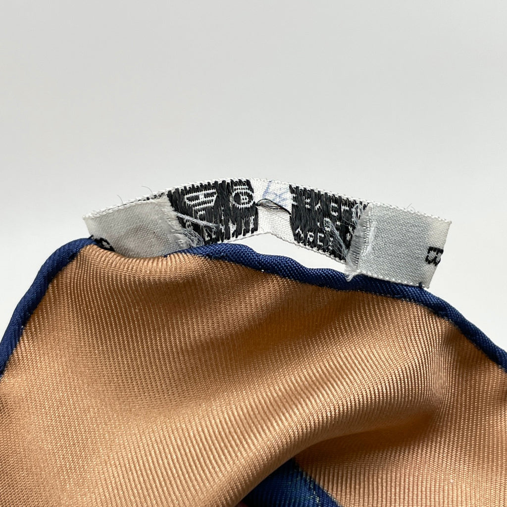 エルメス カレ 90 TORANA 塔門 スカーフ シルク ブラウン レッド マルチカラー レディース 【中古】brbag