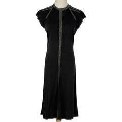 エルメス ステッチ デザイン ワンピース フレンチスリーブ ワンピース スカート レーヨン ブラック レディース 【中古】brapp