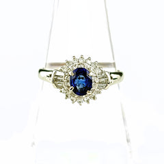 サファイア デザインリング リング 16号 Pt900 サファイア ダイヤモンド レディース ノンブランドジュエリー 【中古】nbjwl