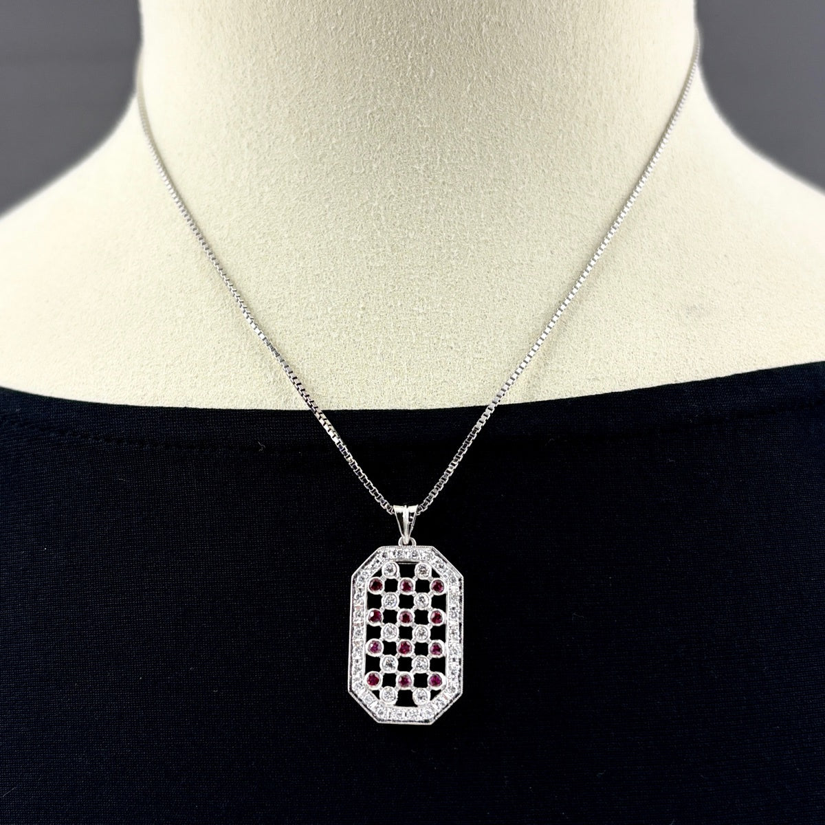 ルビー ダイヤモンド ネックレス Pt850 Pt850 ルビー ダイヤモンド ペンダント ネックレス プラチナ Y03684