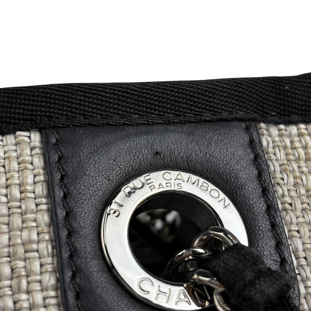 シャネル ドーヴィルライン チェーン トートバッグ ココマーク ショルダーバッグ トートバッグ ストロー ホワイト ブラック レディース 【中古】brbag