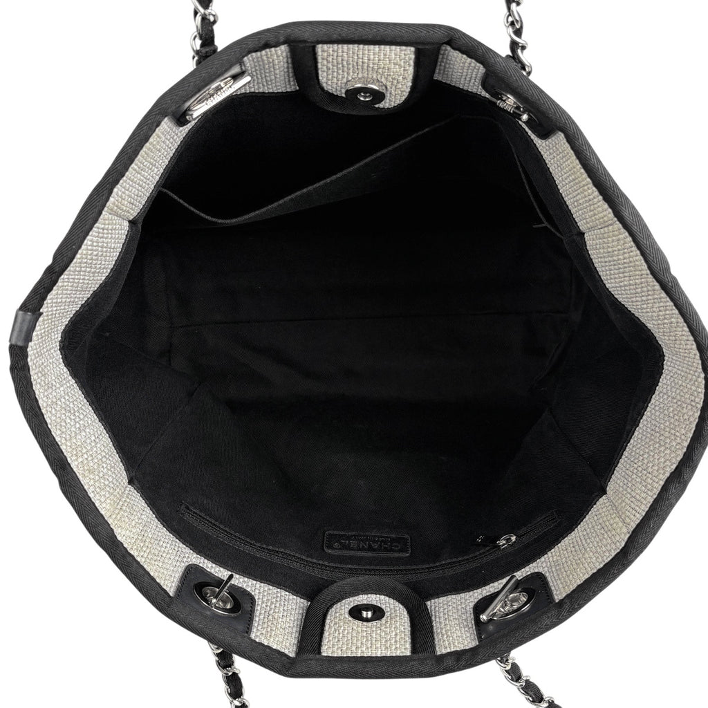 シャネル ドーヴィルライン チェーン トートバッグ ココマーク ショルダーバッグ トートバッグ ストロー ホワイト ブラック レディース 【中古】brbag