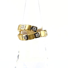 メレダイヤ デザインリング YG イエローゴールド 指輪 リング 14号 K18 ダイヤモンド レディース ノンブランドジュエリー 【中古】nbjwl