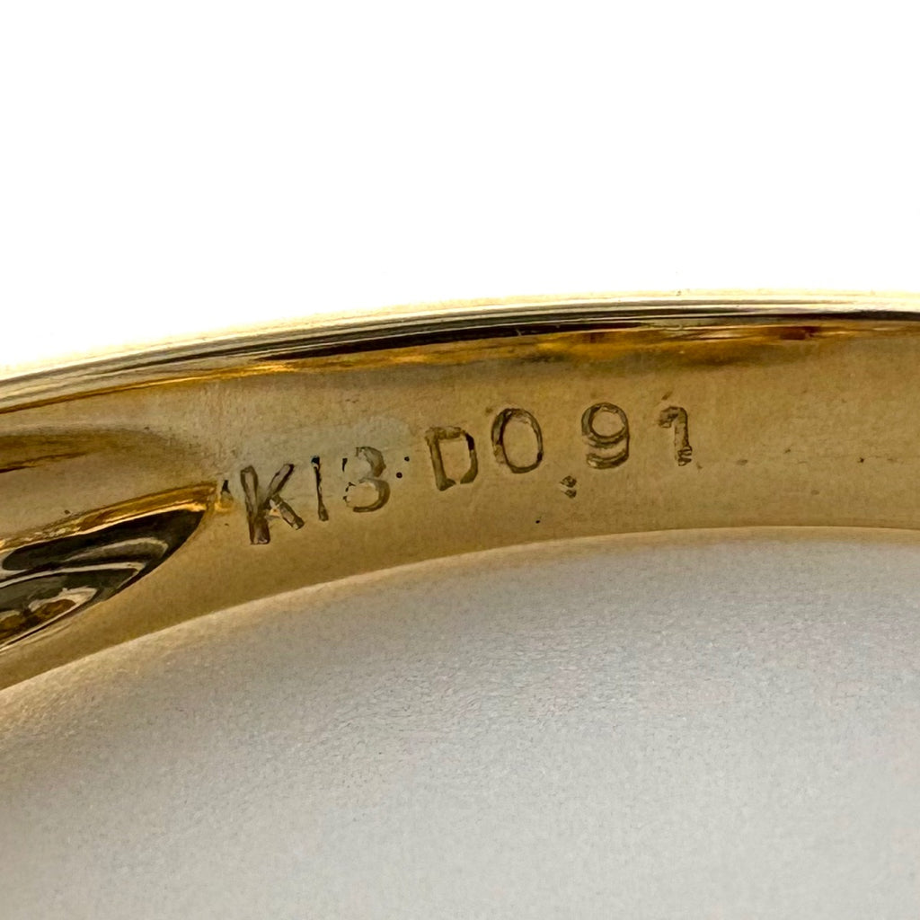 ルビー デザインリング YG イエローゴールド 指輪 メレダイヤ リング 12号 K18 ルビー ダイヤモンド レディース 【中古】nbjwl