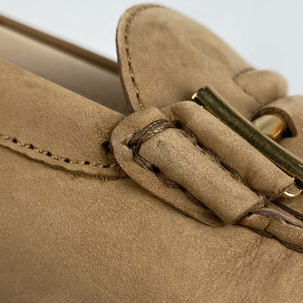 トッズ ドライビングシューズ スリッポン フリンジ 靴 ローファー レザー ベージュ レディース 【中古】brapp